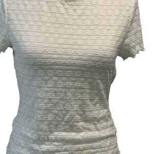 No Boundaries Textured‎ Floral Top Ruffle Short Sleeve White Fitted Size S